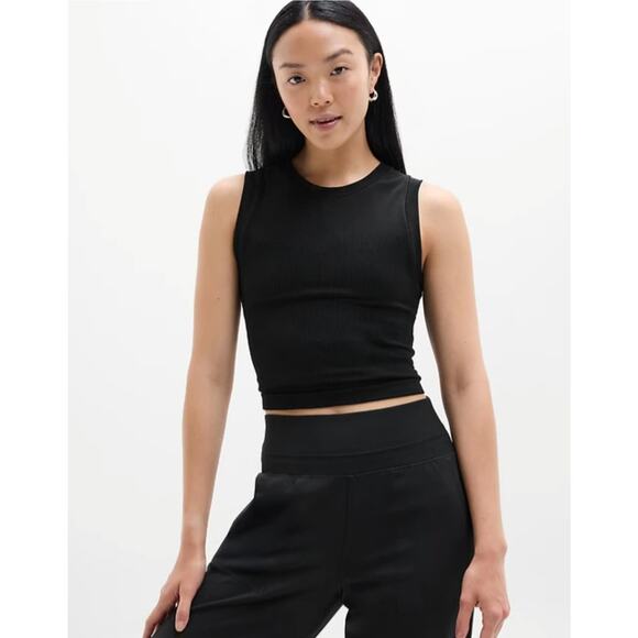 Athleta Tops - Athleta Renew Seamless Muscle Tank Black Ribbed Crop M NWT Minimalist Athleisure